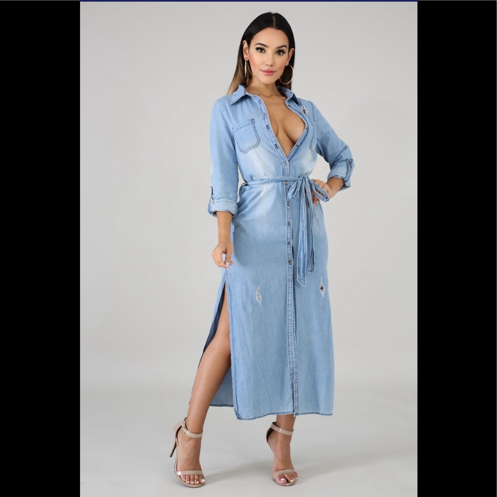 Denim maxi dress (actual product photographed)